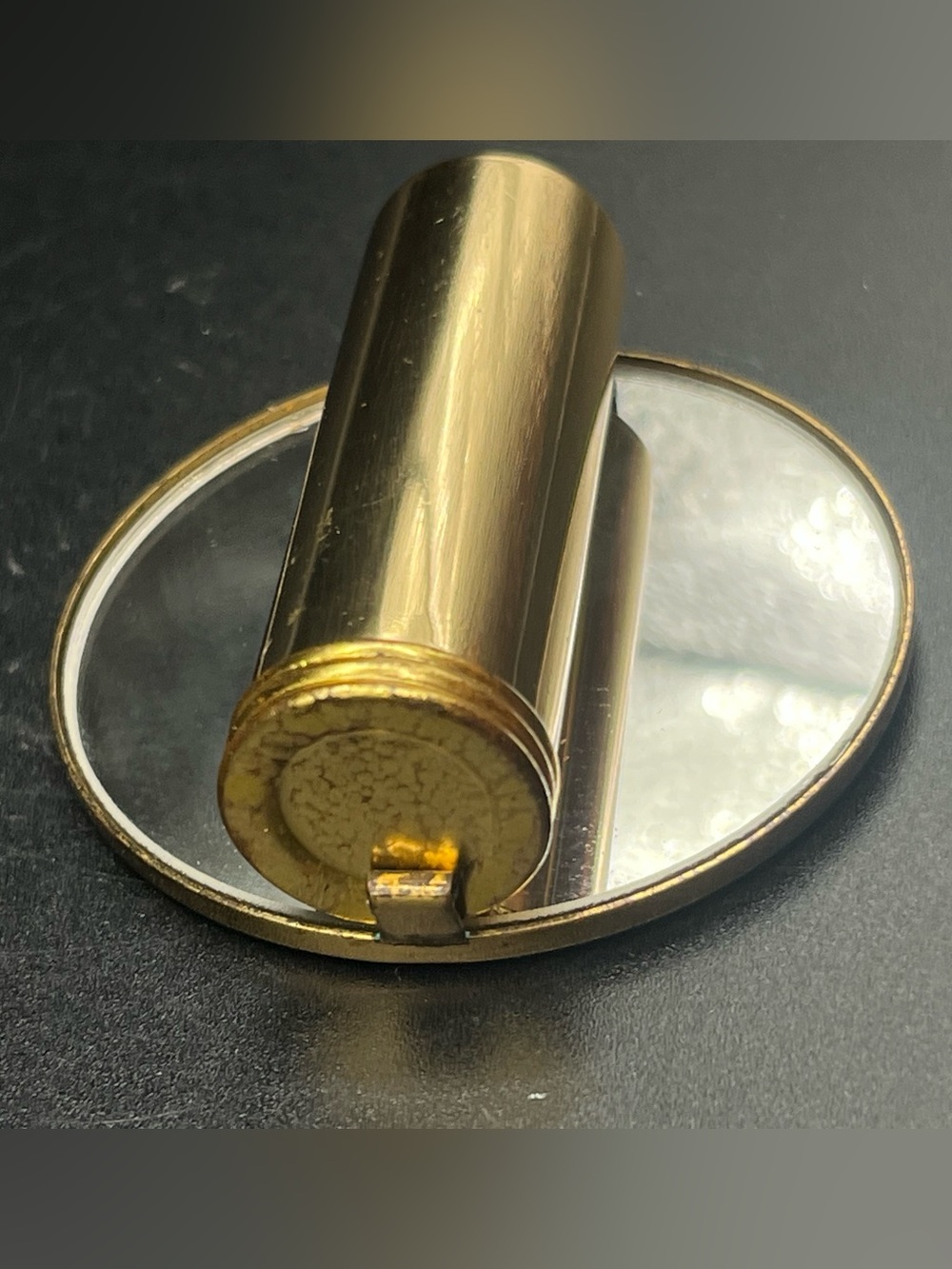 Vintage Gold Compact Mirror and Lipstick Case YWCA emblem